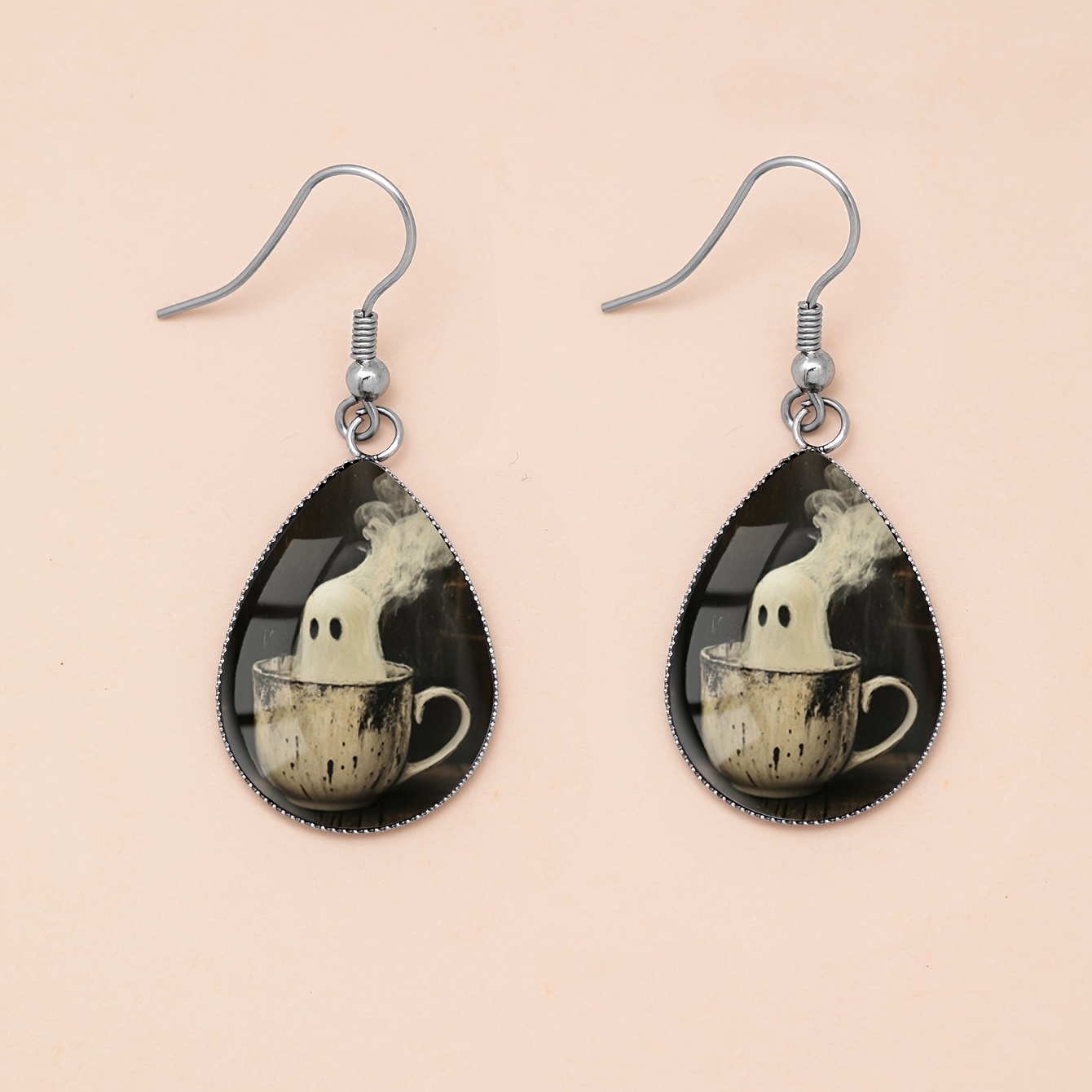Halloween Teacup-Sized Pattern Drop Earrings